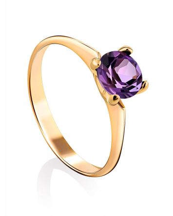 Stylish Gold Amethyst Ring, Ring Size: 8 / 18, image 