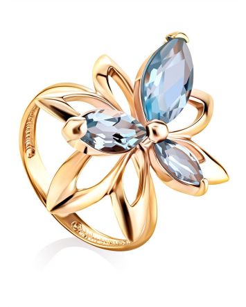Chic Floral Design Gold Topaz Ring The Verbena, Ring Size: 8 / 18, image 