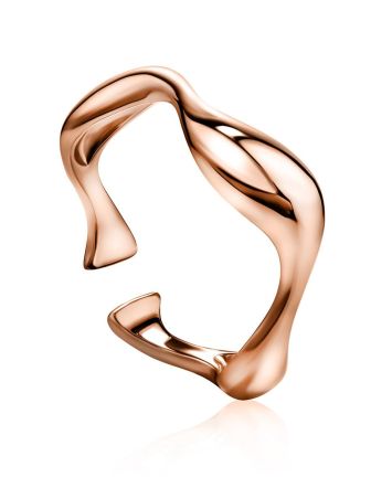 Rose Plated Silver Wave Stacking Ring The Liquid, Ring Size: Adjustable, image 