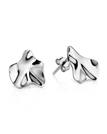 Sterling Silver ​Boho Textured Stud Earrings Liquid, image 