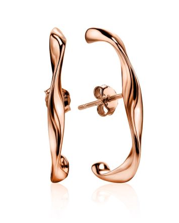 Hammered Rose Plated Silver Cuffed Earrings The Liquid, image 