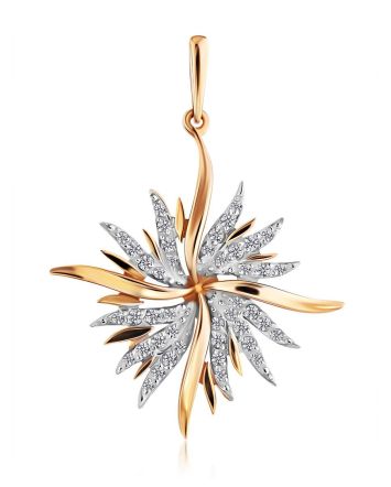 Chic Starburst Motif Gold Crystal Pendant, image 