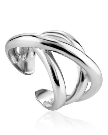 Twisted Silver Adjustable Ring The ICONIC, Ring Size: Adjustable, image 