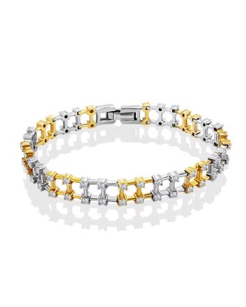 Fashionable Two Tone Gold Crystal Bracelet, image 