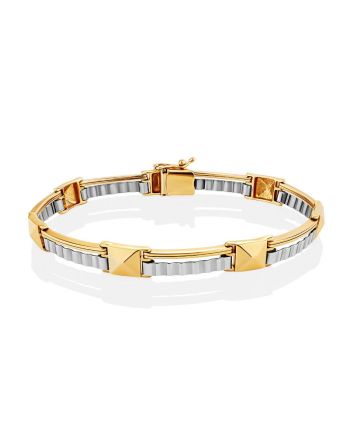 Stylish Unisex Two Tone Gold Bracelet, image 