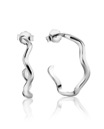 Curvy Design Silver Earrings The Liquid, image 