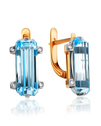 Lustrous Gold Topaz Diamond Earrings, image 