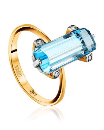 Chic Gold Topaz Diamond Ring, Ring Size: 8.5 / 18.5, image 