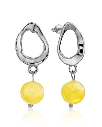 Boho Chic Silver Amber Dangle Earrings The Palazzo, image 