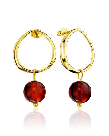 Chic Gold Plated Silver Amber Earrings The Palazzo, image 