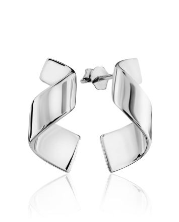 Chic Silver Twisted Stud Earrings The Liquid, image 