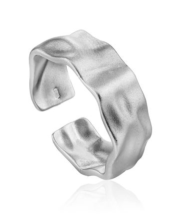 Textured Matt Silver Ring The Liquid, Ring Size: Adjustable, image 