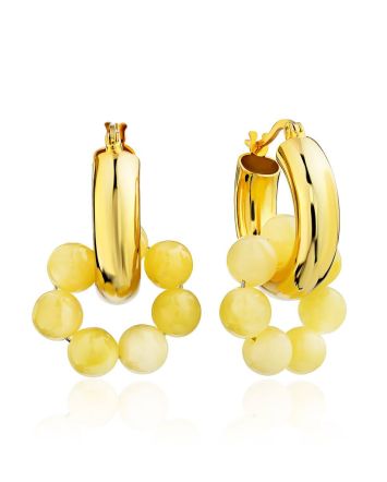 Boho Chic Gold Plated Silver Hoops With Honey Amber The Palazzo, image 