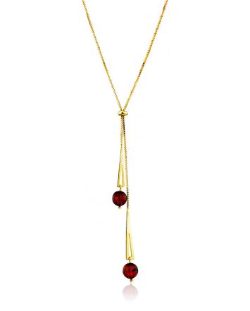 Gilded Silver Lariat Necklace With Amber Dangles The Palazzo, image 