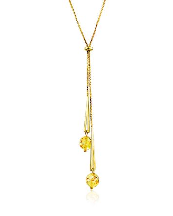Chic Gilded Silver Lariat Necklace With Amber Stones The Palazzo, image 