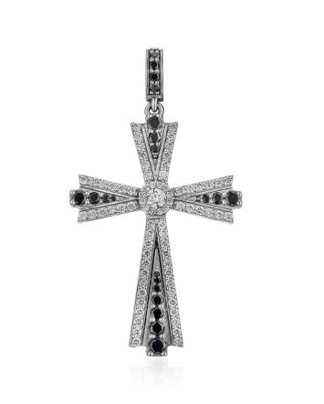 White Gold Diamond Cross Pendant, image 