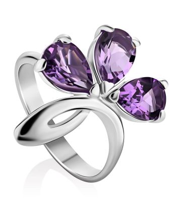 Chic Silver Amethyst Ring, Ring Size: 8.5 / 18.5, image 