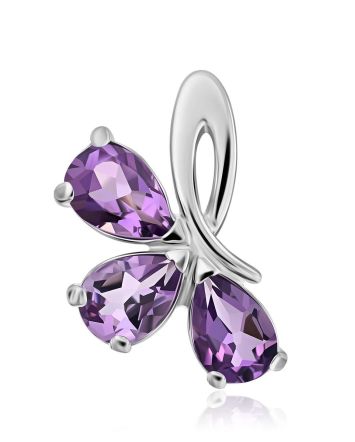 Charming Silver Amethyst Pendant, image 