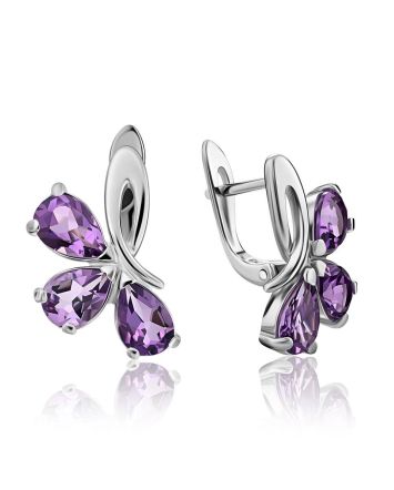 Charming Silver Amethyst Earrings, image 