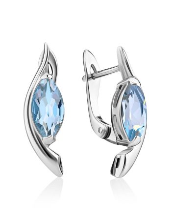 Silver Earrings With Topaz Centerstones, image 