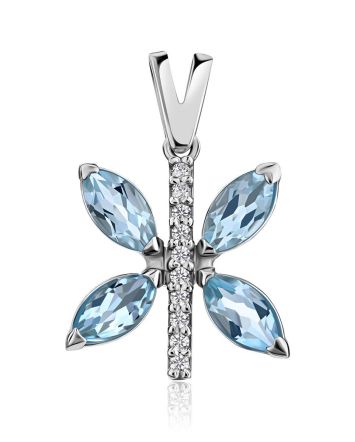 Butterfly Motif Silver Topaz Pendant, image 