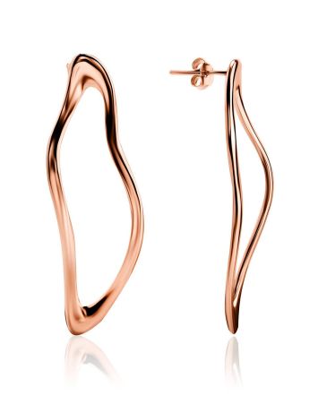 Smooth Stylish  Rose Plated Silver Earrings The Liquid, image 