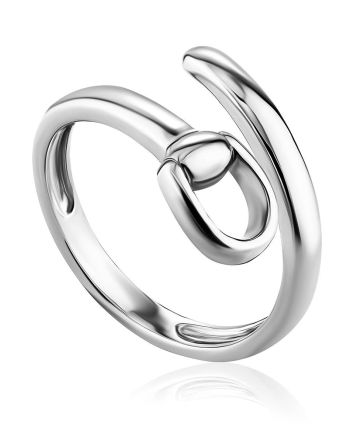 Stylish Belt Shaped Silver Coil Ring The ICONIC, Ring Size: Adjustable, image 