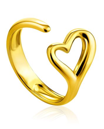 Heart Shaped Gold Plated Silver Adjustable Ring The Liquid, Ring Size: Adjustable, image 