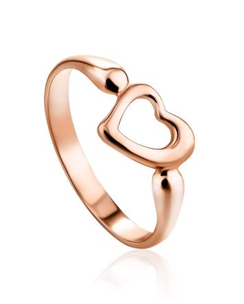 Heart Shaped Rose Plated Silver Ring The Liquid, Ring Size: 11.5 / 21, image 