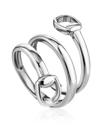 Silver Belt Shaped Ring The ICONIC, Ring Size: Adjustable, image 