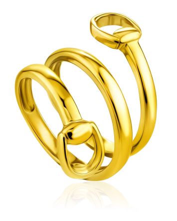 Designer Gold-Plated Silver Belt Shaped Ring The ICONIC, Ring Size: Adjustable, image 