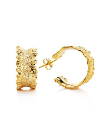 Textured Gold Plated Hoop Earrings The Liquid, image 