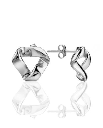 Sterling Silver ​Hammered Abstract Stud Earrings The Liquid, image 