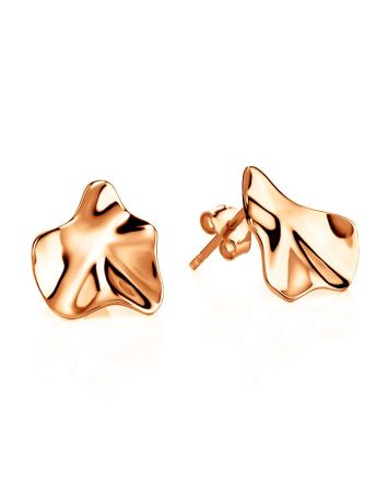 Rose Plated Silver ​Boho Textured Stud Earrings The Liquid, image 