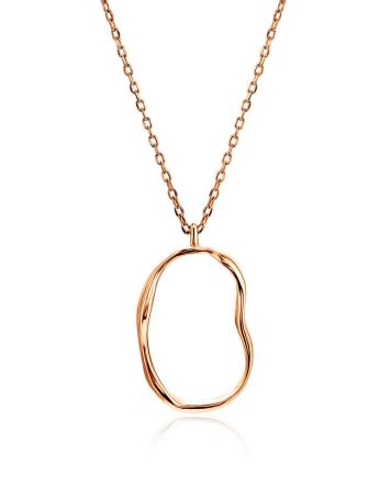 Abstract Hammered Rose Plated Silver Necklace The Liquid, image 