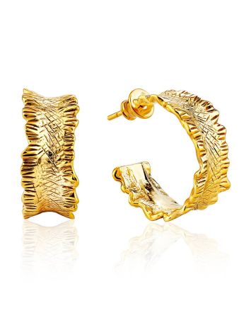 Wonderful Gold Plated Hoop Earrings The Liquid, image 