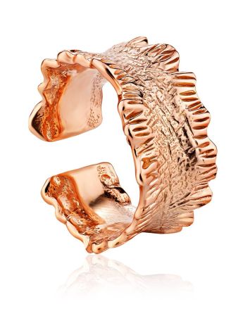 Textured Rose on Sterling Silver Ring The Liquid, Ring Size: Adjustable, image 