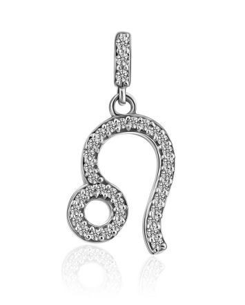 White Gold Diamond Leo Sign Pendant, image 