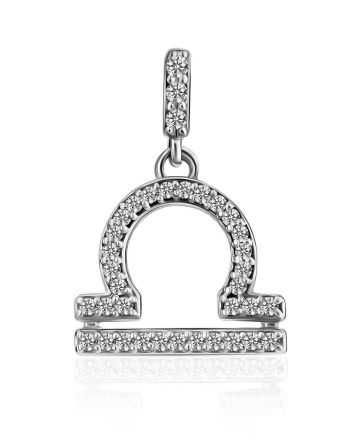 White Gold Diamond Libra Sign Pendant, image 