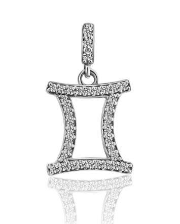 White Gold Gemini Sign Pendant, image 