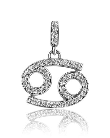 White Gold Diamond Cancer Sign Pendant, image 
