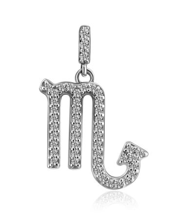 White Gold Diamond Scorpio Sign Pendant, image 