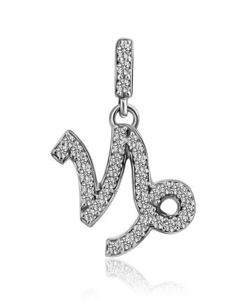 White Gold Diamond Capricorn Sign Pendant, image 