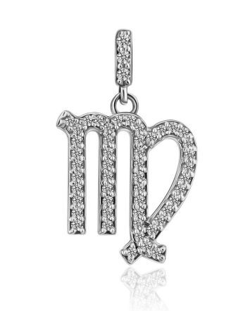 White Gold Diamond Virgo Sign Pendant, image 