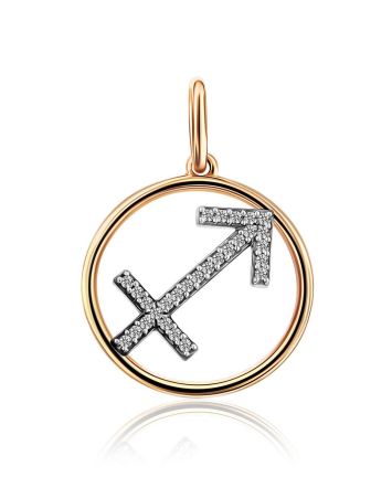 Gold Diamond Sagittarius Sign Pendant, image 
