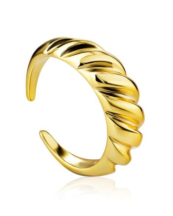 Sleek Gilded Silver Adjustable Ring The Liquid, Ring Size: Adjustable, image 