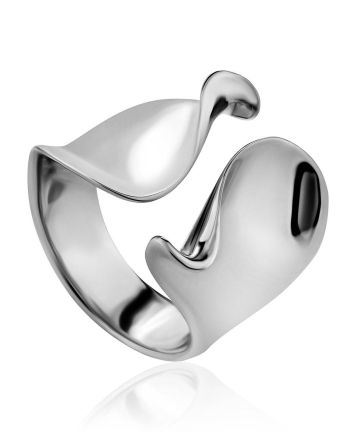 Glossy Silver Adjustable Ring The Liquid, Ring Size: Adjustable, image 