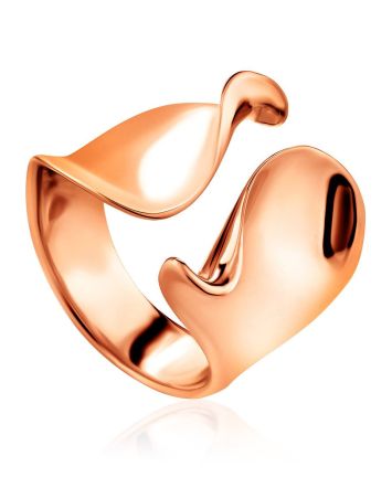 Trendy Rose Plated Silver Ring The Liquid, Ring Size: Adjustable, image 