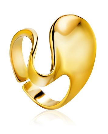 Fabulous Contemporary Gold Plated Silver Ring The Liquid, Ring Size: Adjustable, image 