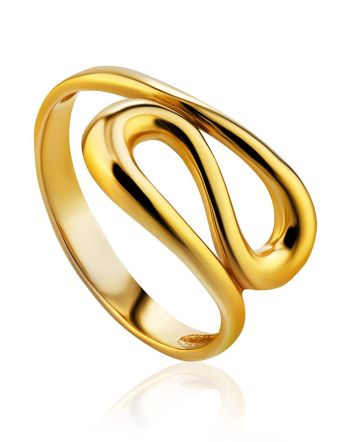 Glossy Gilded Silver Ring The Liquid, Ring Size: 5 / 15.5, image 